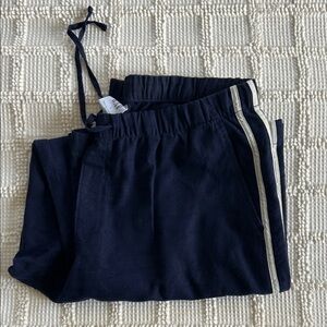 GAP Pull-on Wide Leg Linen Pants with Cream Track Stripes, Women’s L